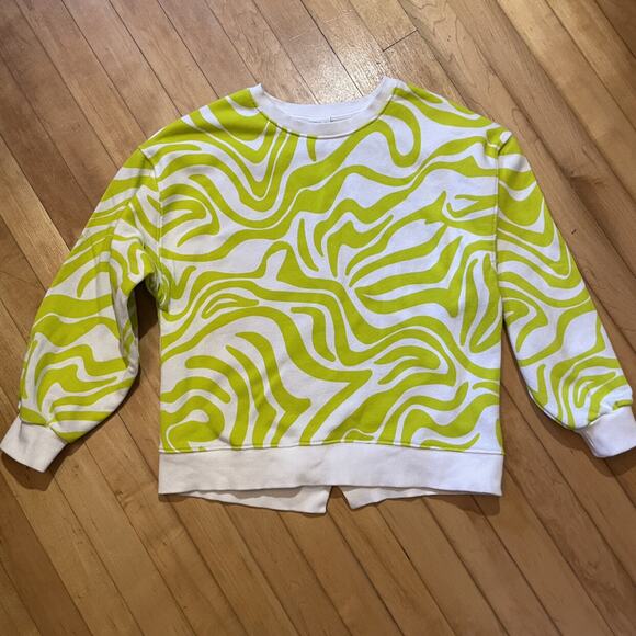 Zara Lime And White Squiggle Sweatshirt - Picture 1 of 4